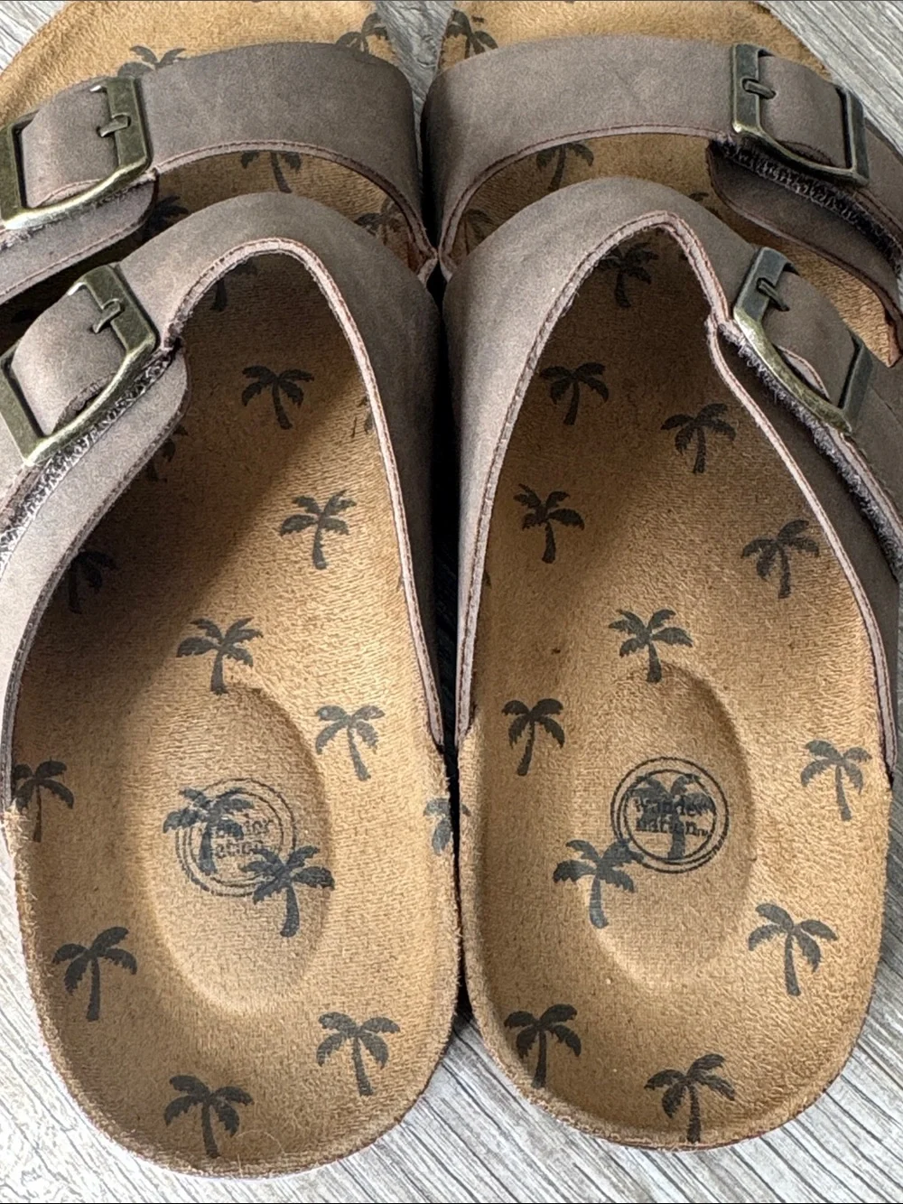 Wonder Nation Boys Double Buckle Brown Slide Sandals Size 6